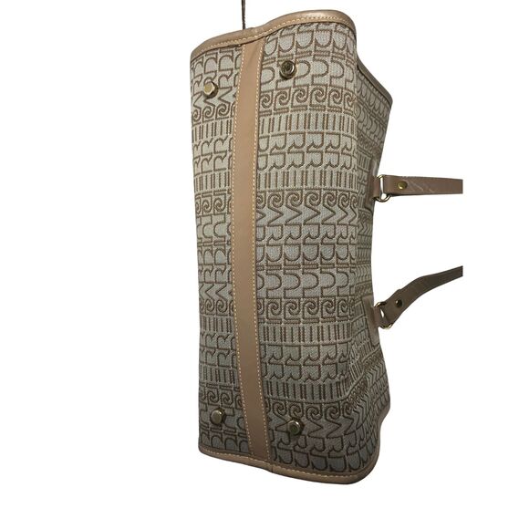 Pierre Cardin Vintage Monogram Satchel Bag Beige Brown Logo Print Tote - Picture 4 of 10